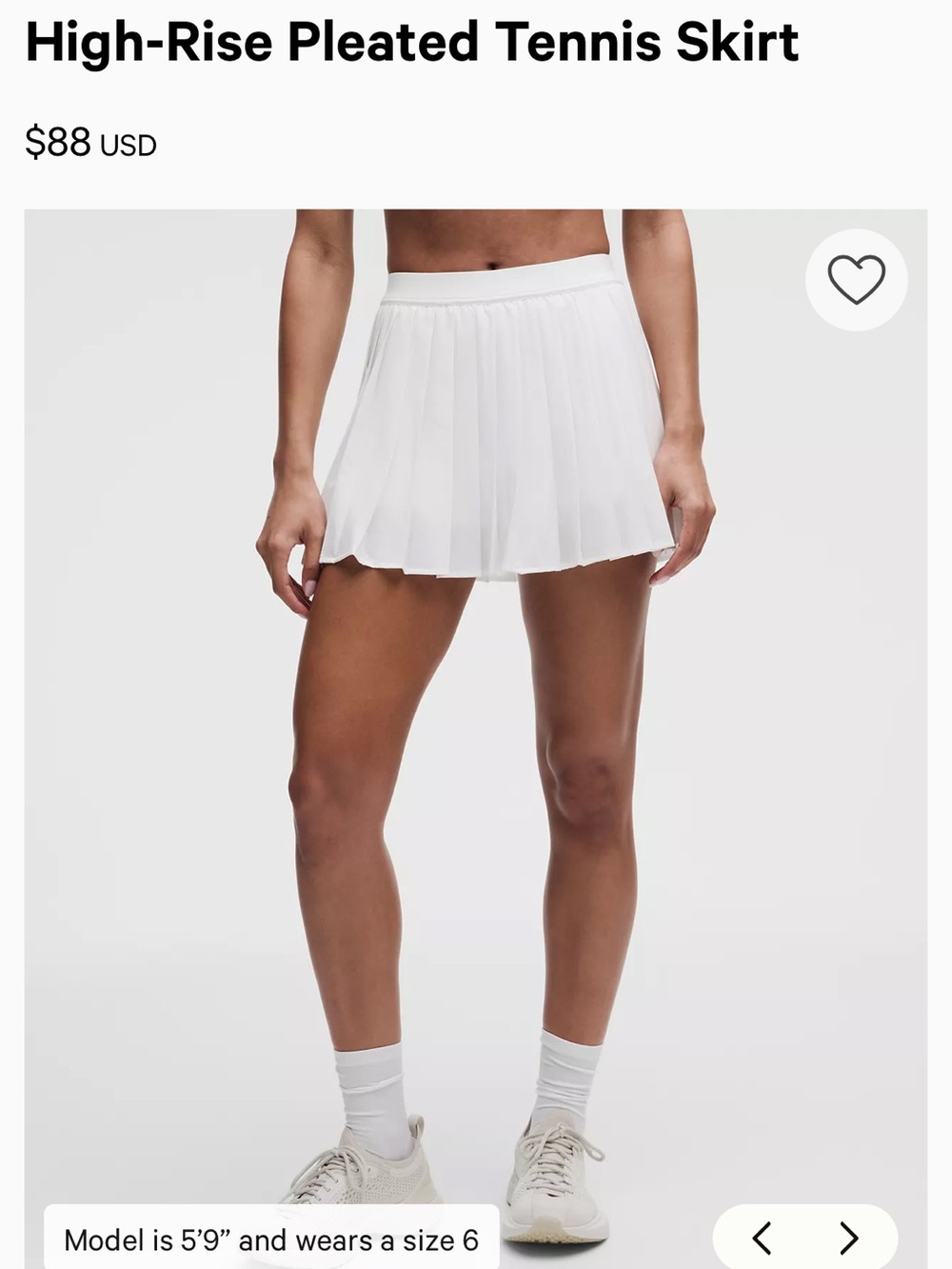 Lululemon athletica High Rise Pleated Tennis Skirt
